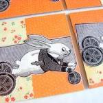 Victorian Bunny Rabbit Pull Toy On Wheels -..