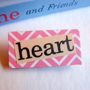 Heart - Paper And Chipboard Word Pin - Decoupage..
