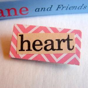 Heart - Paper And Chipboard Word Pin - Decoupage..