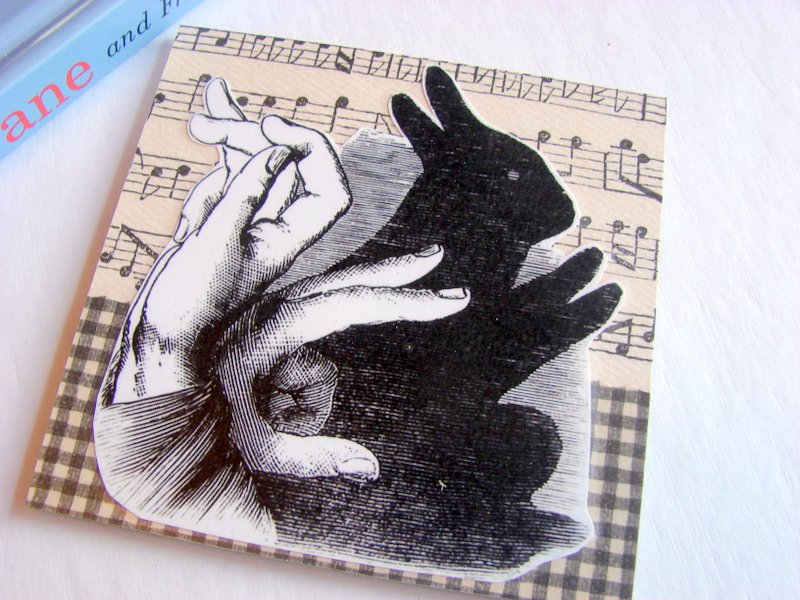 Hand Shadow Puppet No 2 - Bunny Rabbit - Coaster - Large Paper Chipboard Decoupage Collage Drink Bar Tea Beverage Coffee
