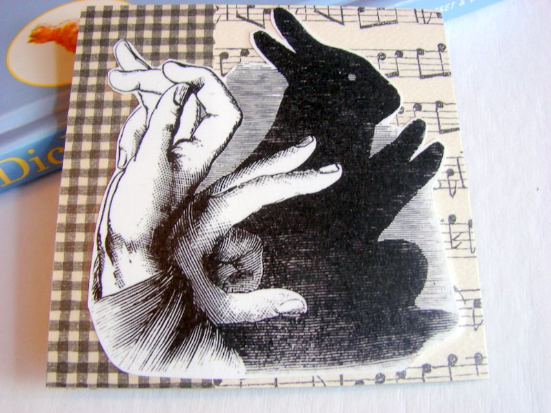 Hand Shadow Puppet No 1 - Bunny Rabbit - Coaster - Large Paper Chipboard Decoupage Collage Drink Bar Tea Beverage Coffee