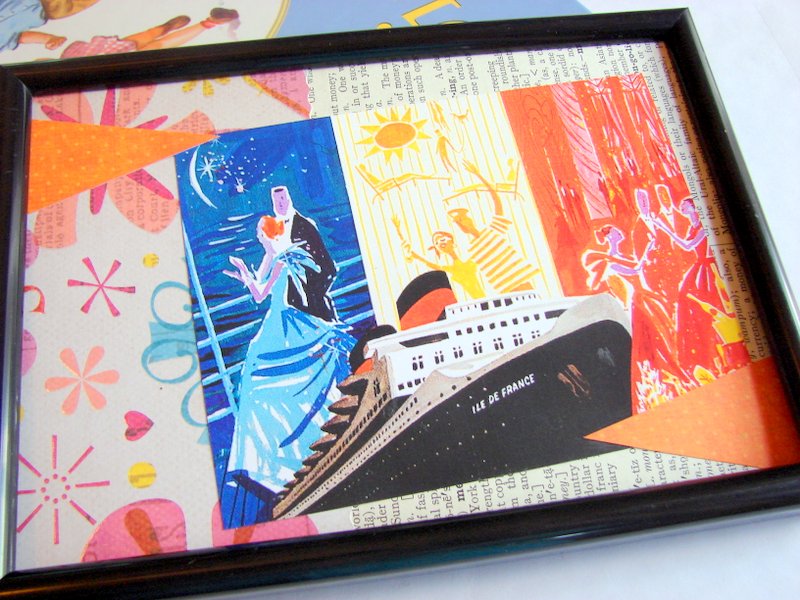 Vintage Vacation - Cruise Ship - Wall Art Decor Ready To Frame - Original Collage