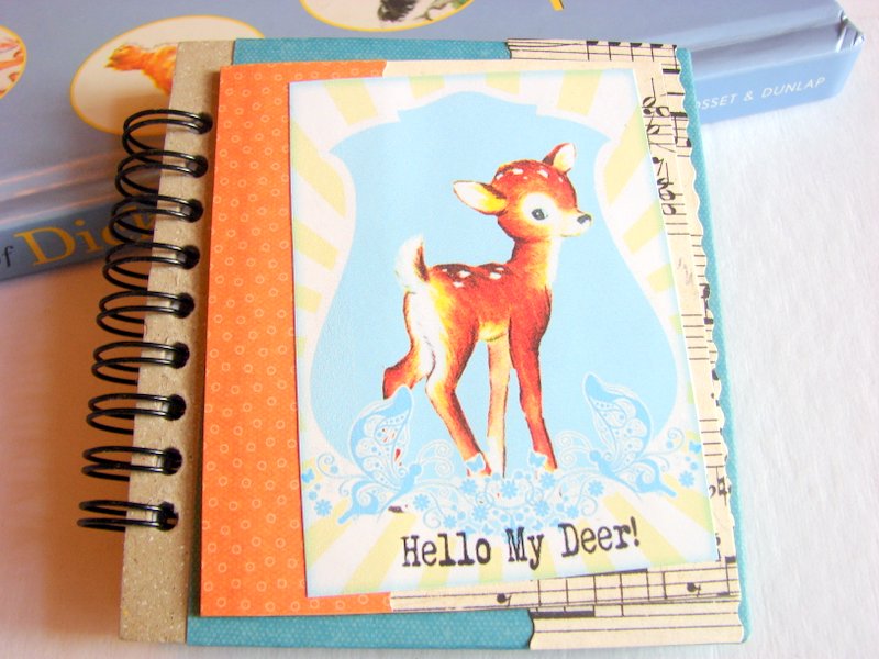 Hello My Deer - Little Spotted Fawn - Mini Notebook Collage Decoupage Decorated Notepad Memo Book Note Book