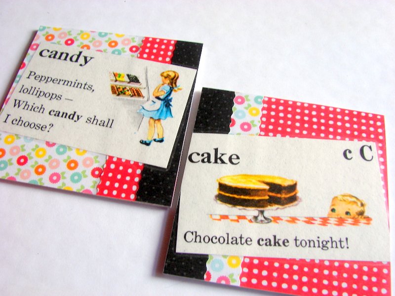 Vintage Dictionary - Cake And Candy - Coaster Set - Large Paper Chipboard Decoupage Collage Drink Bar Tea Beverage Coffee
