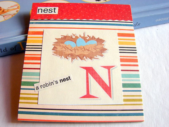 N Is For Nest Collage - Kids Nursery Childrens Wall Art Decor - Alphabet Abc - A Robins Nest