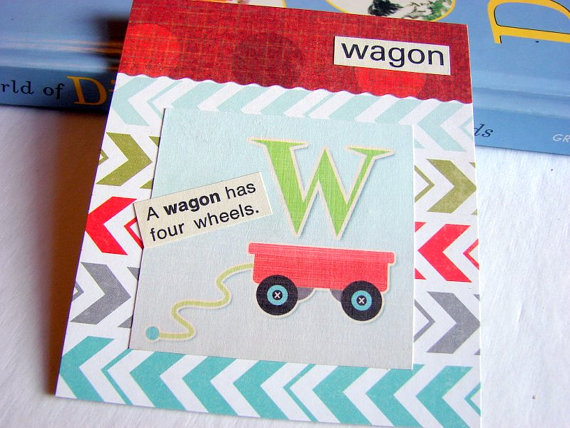 W Is For Wagon Collage - Kids Nursery Childrens Wall Art Decor - Alphabet Abc - A Wagon Has Four Wheels