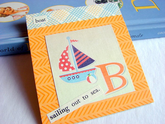 B Is For Boat Collage - Kids Nursery Childrens Wall Art Decor - Alphabet Abc - Sailing Out To Sea