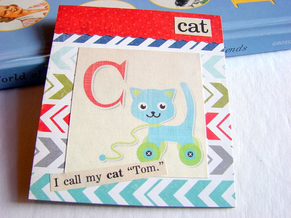 C Is For Cat Collage - Kids Nursery Childrens Wall Art Decor - Alphabet Abc - I Call My Cat Tom