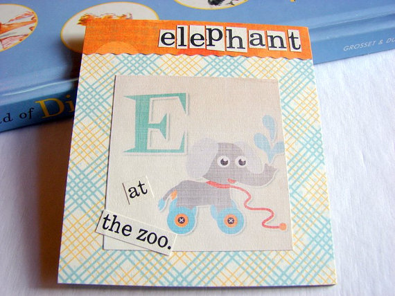 E Is For Elephant Collage - Kids Nursery Childrens Wall Art Decor - Alphabet Abc - At The Zoo