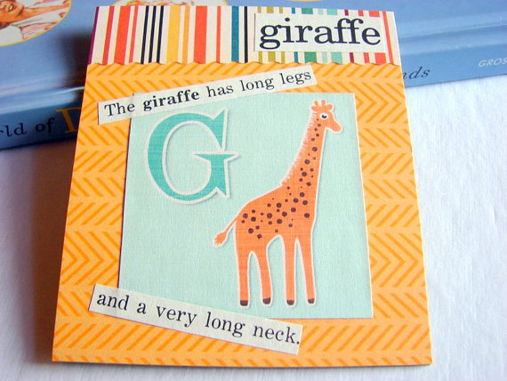 G Is For Giraffe Collage - Kids Nursery Childrens Wall Art Decor - Alphabet Abc - The Giraffe Has Long Legs