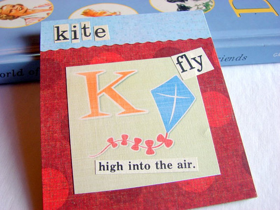 K Is For Kite Collage - Kids Nursery Childrens Wall Art Decor - Alphabet Abc - Fly High Into The Air