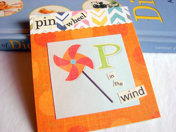 P Is For Pinwheel Collage - Kids Nursery Childrens Wall Art Decor - Alphabet Abc - In The Wind