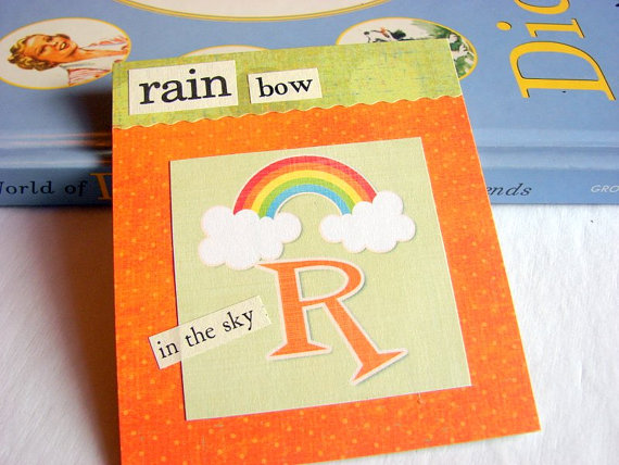 R Is For Rainbow Collage - Kids Nursery Childrens Wall Art Decor - Alphabet Abc - In The Sky