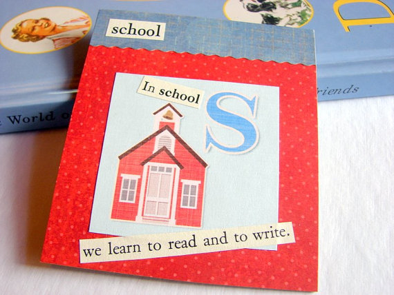 S Is For School Collage - Kids Nursery Childrens Wall Art Decor - Alphabet Abc - In School We Learn To Read And Write
